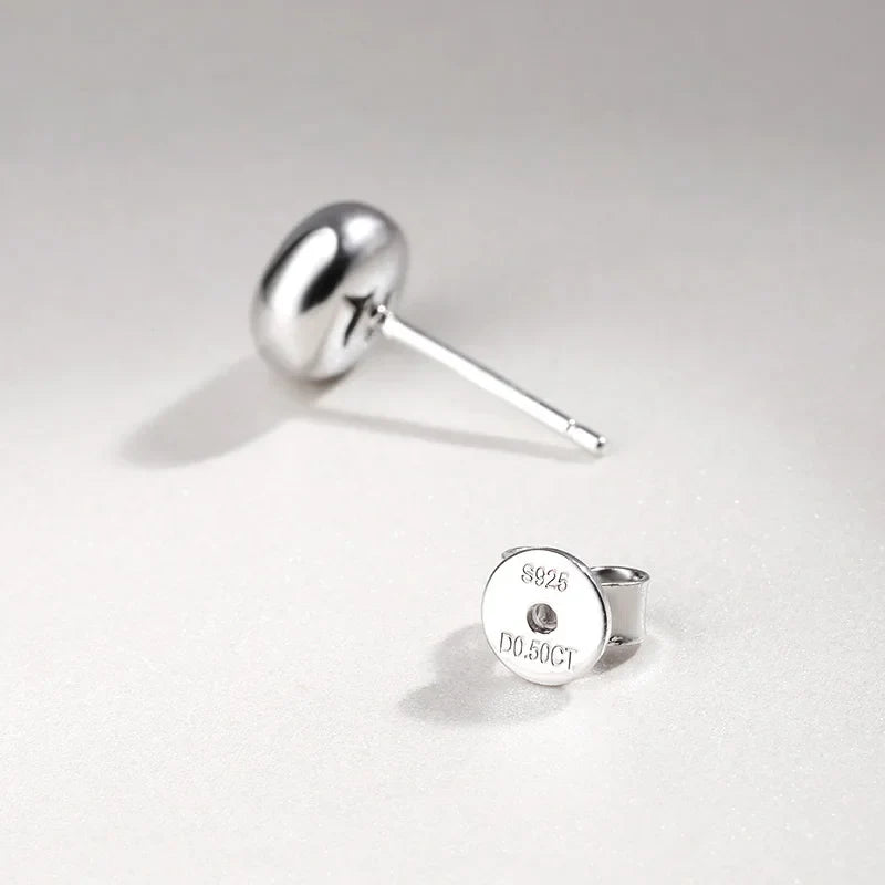 0.3/0.5 Carat Round Moissanite Diamond Stud Earrings For Women S925 Sterling Silver Pendientes Wedding Party Fine Jewelry