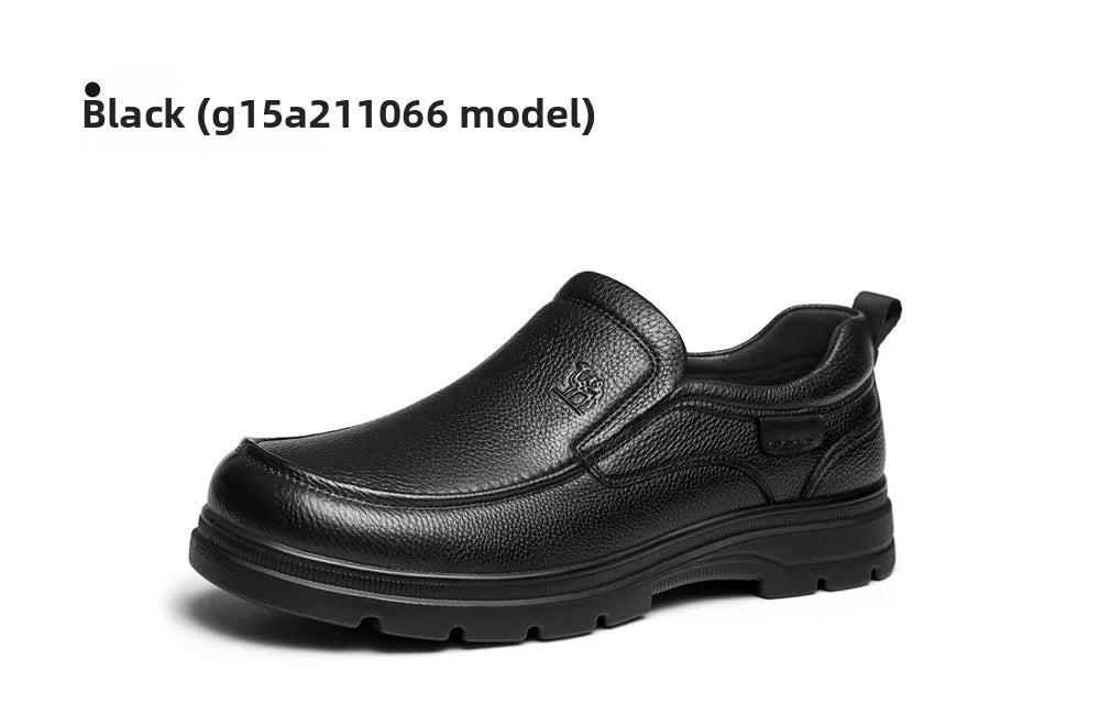 Golden Camel Men's Shoes 2026 New Business Casual Soft Sole Leather Shoes Brand Design Soft Soles Non-slip Velvet Warm Loafers