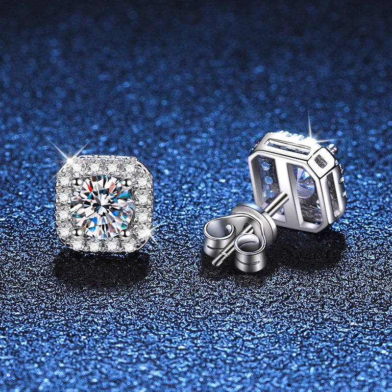 Real 0.5-1 Carat D Color Moissanite Stud Earrings For Women 100% 925 Sterling Silver Sparkling Earring Wedding Jewelry