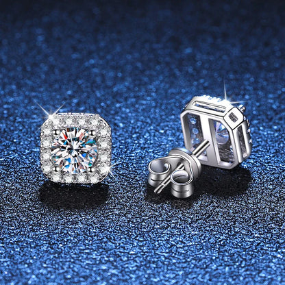 Real 0.5-1 Carat D Color Moissanite Stud Earrings For Women 100% 925 Sterling Silver Sparkling Earring Wedding Jewelry