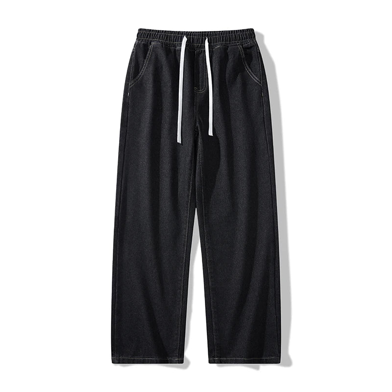Calça Jeans Masculina Primavera Outono Tendência High Street Reta Perna Larga Roupas Masculinas Calça Jeans Corte Reto
