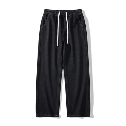 Calça Jeans Masculina Primavera Outono Tendência High Street Reta Perna Larga Roupas Masculinas Calça Jeans Corte Reto