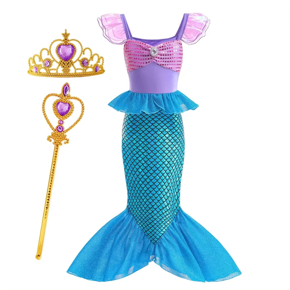 Princess Dress Girl Halloween Cosplay Party Costume Princess Fancy Clothes Children Outfit Birthday Dress