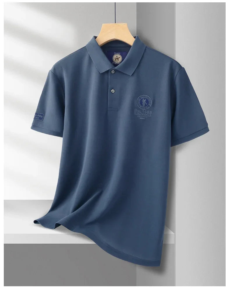 Luxury brand badge embroidery polo shirt short sleeve men's summer top fashionable breathable lightweight comfort casual T-shirt