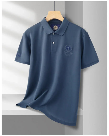 Luxury brand badge embroidery polo shirt short sleeve men's summer top fashionable breathable lightweight comfort casual T-shirt