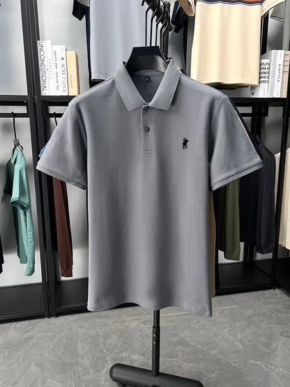 Designer brand 100% cotton short sleeve polo shirt luxury fashion pony embroidery men's business leisure summer new Paul T-shirt