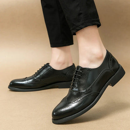 Luxury Italian White Groom Leather Shoes Men's Business Wingtip Oxfords Monk Lace-up Brock Banquet Wedding Formal Shoes for Men