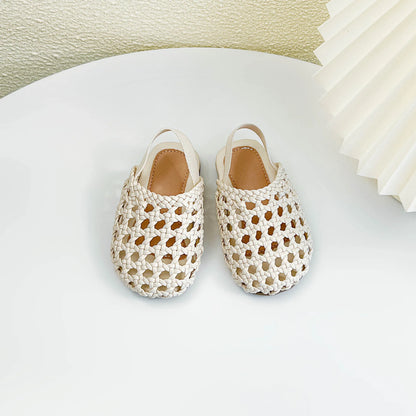 Baby Girls Shoes Braided Sandals for Girls Kids Fashion Hollow Out Leather Shoe Soft Sole Retro Princess Slippers Beach Shoes