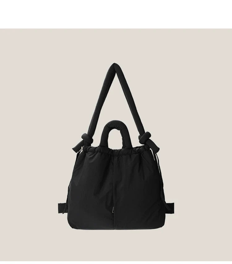 Casual nylon padded tote bag designer soft puffer women shoulder crossbody bags Simple Vintage large capacity handbags 2025