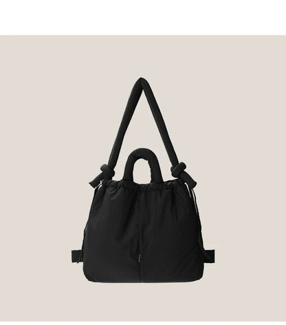 Casual nylon padded tote bag designer soft puffer women shoulder crossbody bags Simple Vintage large capacity handbags 2025