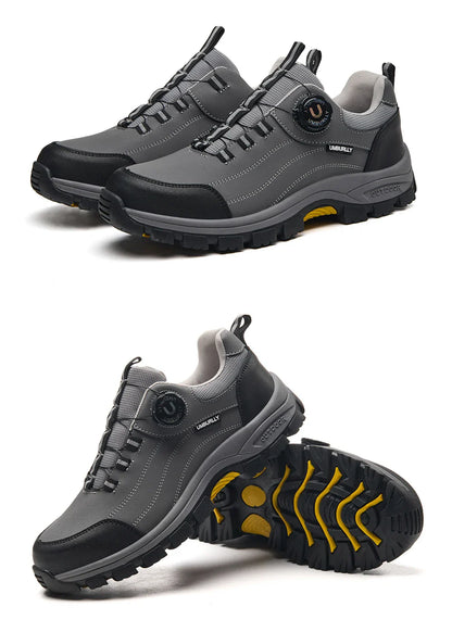Men's Steel-Toed Safety Shoes With Anti-Crush, Anti-Puncture And Anti-Slip Soles, Fashionable Button Industrial Work Shoes