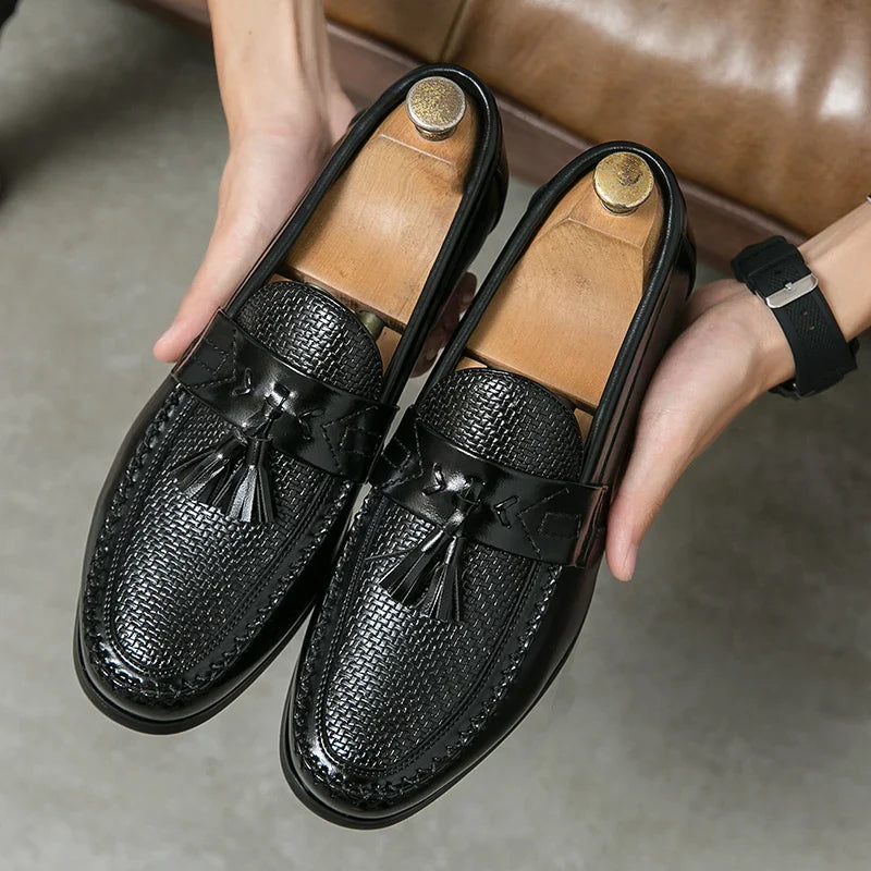 Brown Tassel Leather Shoes for Man Plus Size 38-48 Comfortable Retro Men's Loafers Elegant Casual Business Shoes Man Dress Shoes