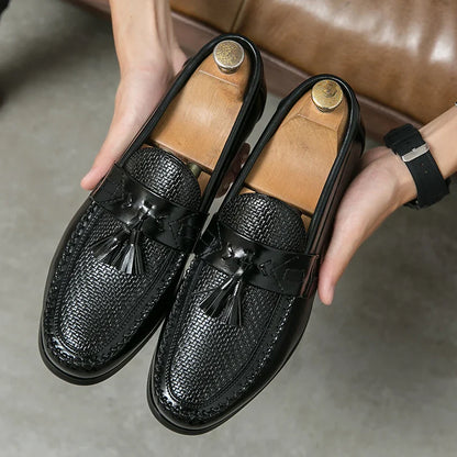 Brown Tassel Leather Shoes for Man Plus Size 38-48 Comfortable Retro Men's Loafers Elegant Casual Business Shoes Man Dress Shoes