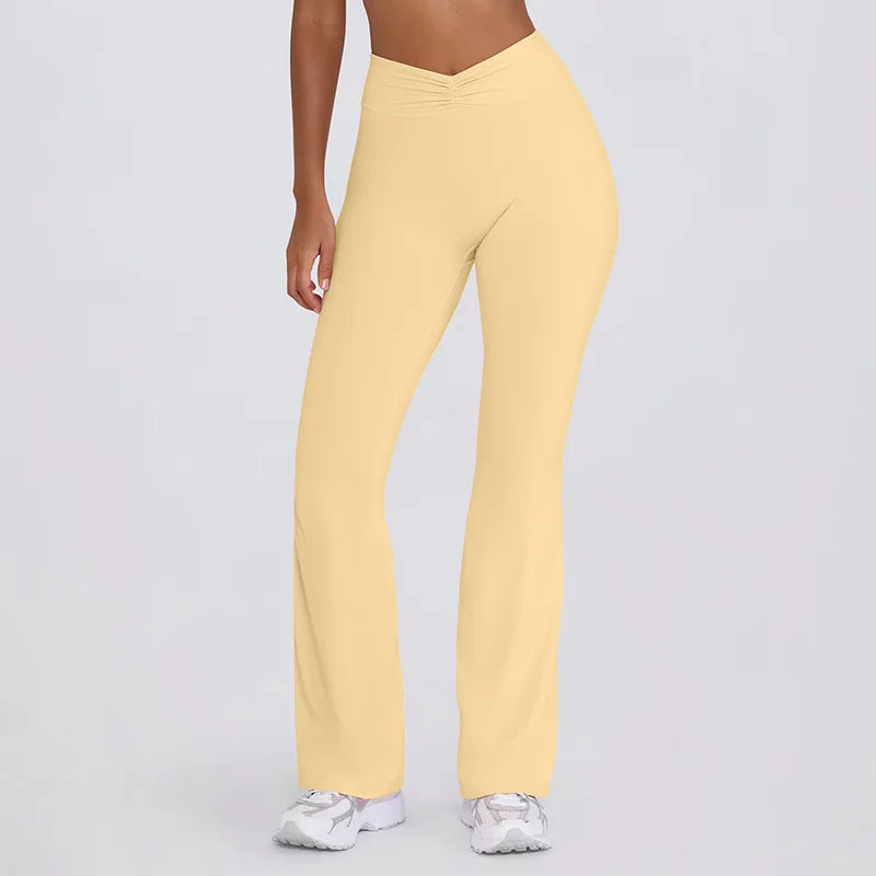 Women's Yoga Suits Camisole Backless Nude Beautiful Back Neck Hanging Bra Flared Pants Fitness Set