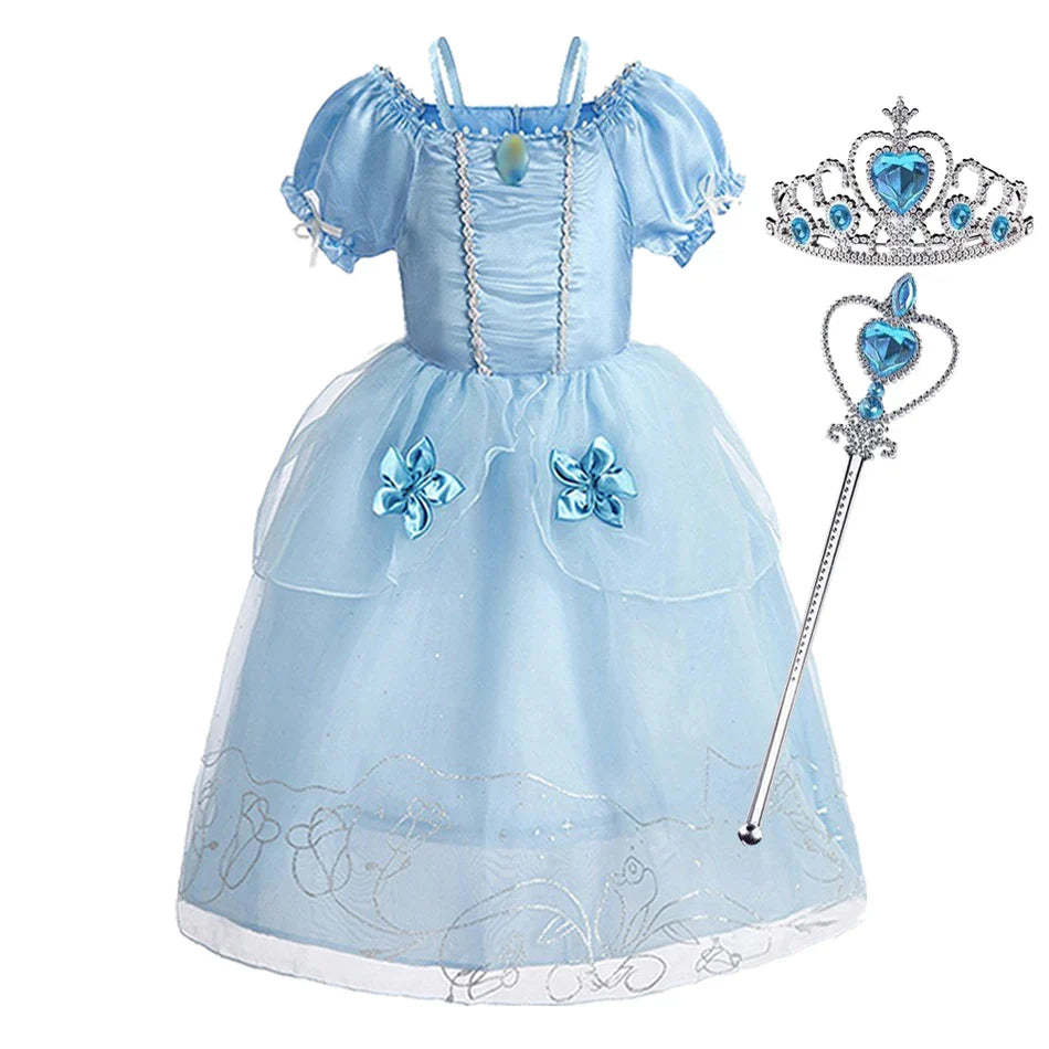 Girls Costume Sleeping Beauty Aurora Princess Party Rapunzel Halloween Snow White Cosplay Costume Kid Cinderella Dress up