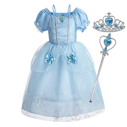 Girls Costume Sleeping Beauty Aurora Princess Party Rapunzel Halloween Snow White Cosplay Costume Kid Cinderella Dress up