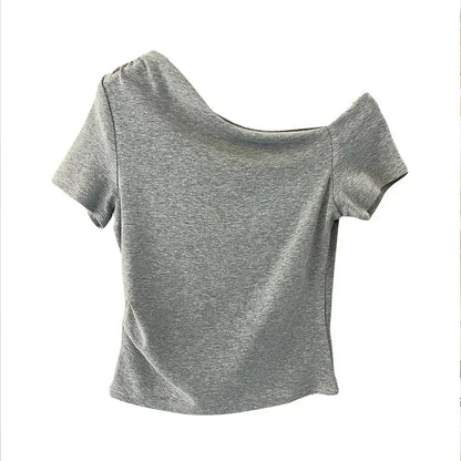 Womens Long Sleeve Off Shoulder T Shirts 2026 Tight Knit Sexy Slim Fitted Casual Women's Basic Tops Cropped T-Shirt