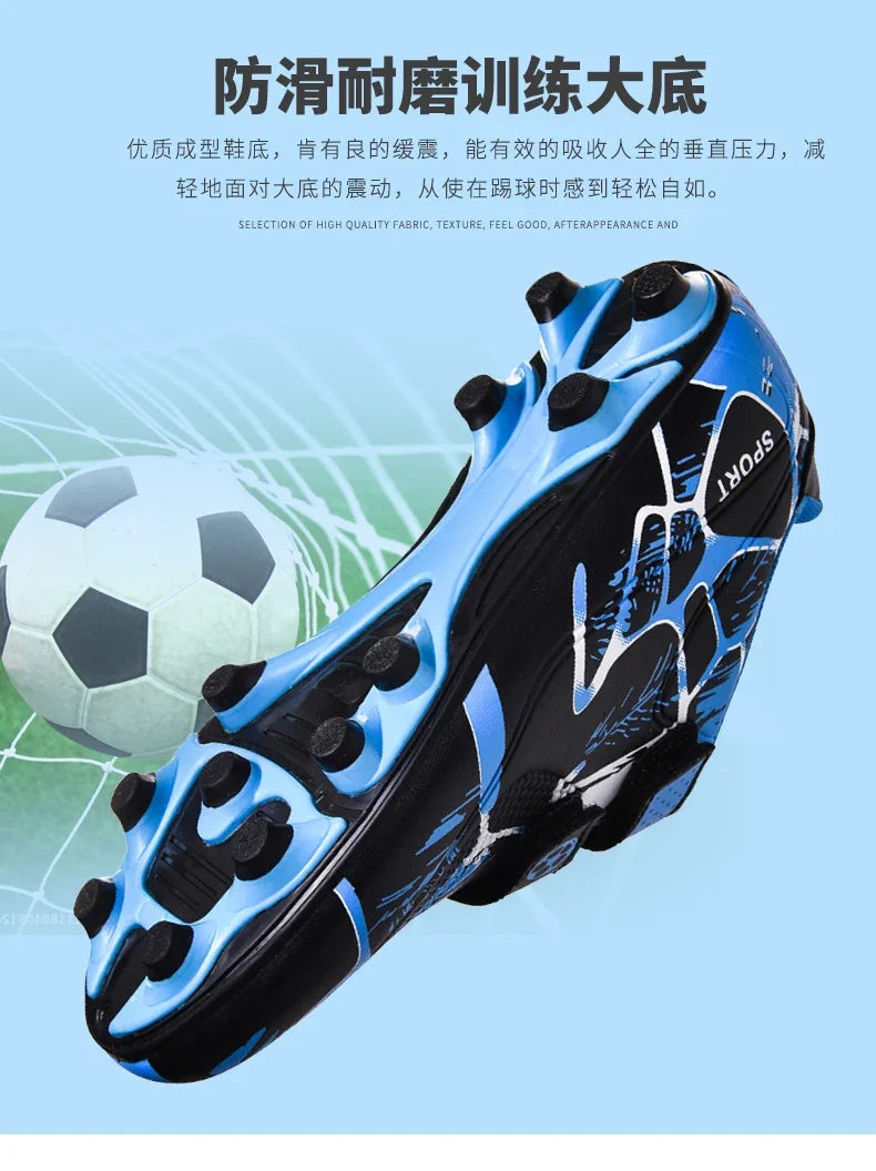 Kids Soccer Shoes Outdoor Non-Slip Football Sports Shoes Boy Training Shoes Child HOOK&LOOP Lightweight Children's Soccer Cleats