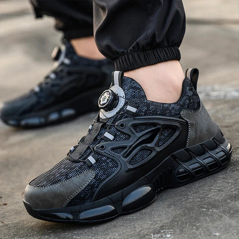 Steel Toe Protection Safety Shoes Men Rotating Button Work Safety Shoes for Men Anti-smash Anti Puncture Work Shoes Sneakers