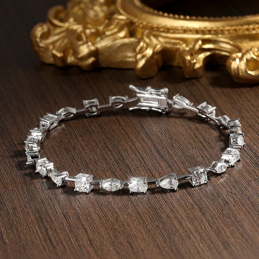 6.3 - 8.1ct Moissanite Tennis Bracelets for Women Men D VVS1 Lab Grow Diamond s925 Sterling Silver Plated 18k Bracelet