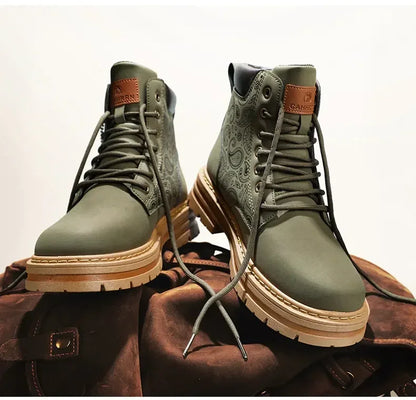 Four Seasons Men's Professional Motorcycle Riding Boots Large Size High Top Casual Leather Boots Fashion British Anti-skid Boots