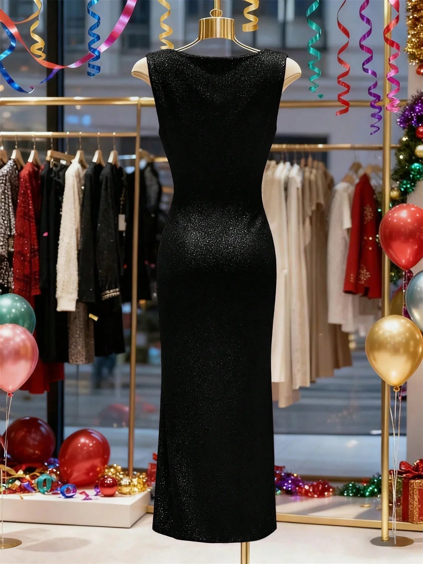 Fashionable New Summer Elegant Sleeveless Sparkling Bodycon Evening Gown