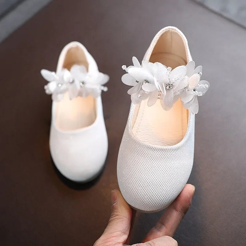 New fashion girls small leather shoes Korean version of the foreign-style cute princess shoes kids breathable white school dance