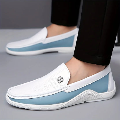 Men's Fashionable Comfortable Soft Casual Loafers Slip-On Shoes Trendy Anti-Slip Leather Footwear for Casual Wear-6601