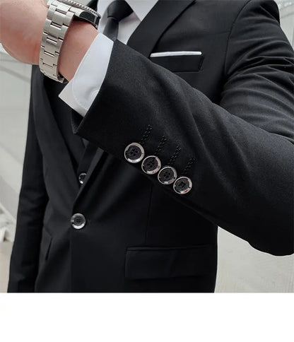 Suit Men Fashionable, Form-fitting Business Gentleman Striped Formal Suit, High-end Professional Wedding (Blazer+Vest+Pants)