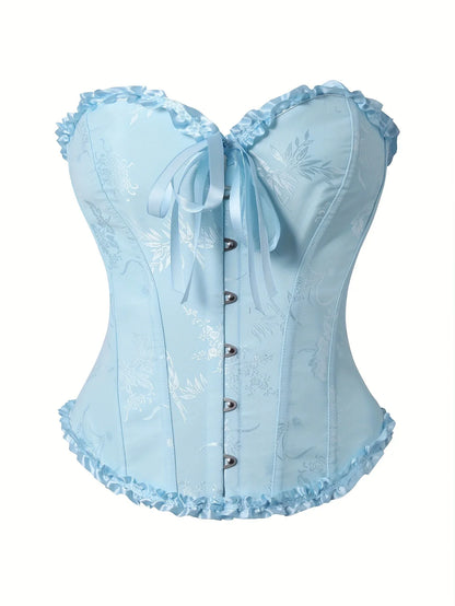 The pleated lace corset is suitable for ladies to wear over it as a court shaping top