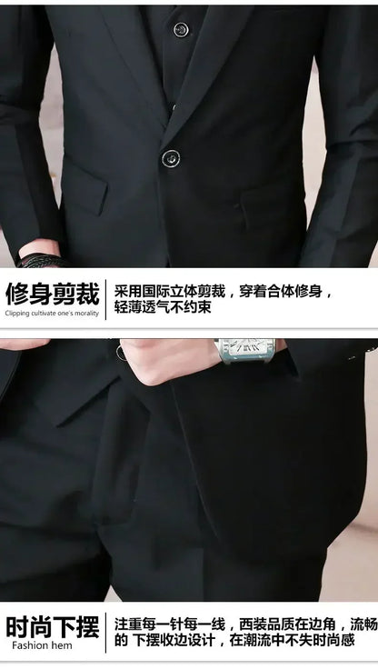 S-8XL (Blazer+ Vest + Pants) Men's fashion casual outdoor gentleman business wedding slim-fit formal British style wedding suit