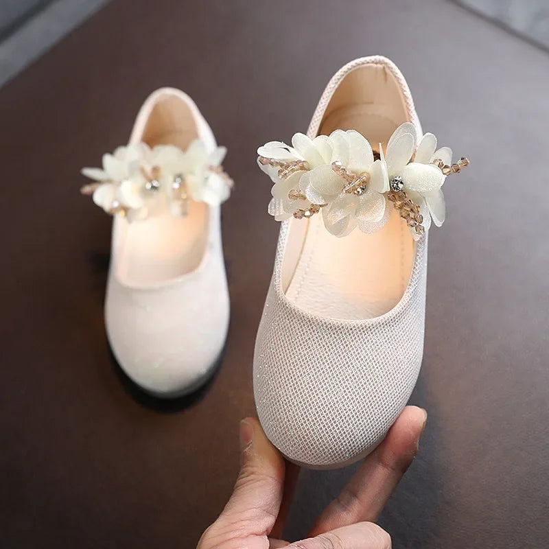 New fashion girls small leather shoes Korean version of the foreign-style cute princess shoes kids breathable white school dance