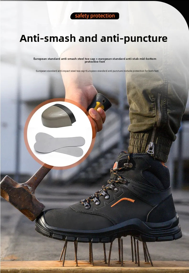 Men's Anti-Static Wear-Resistant Labor Protection Shoes Safety Smashing Protection Work Shoes for Factory Use