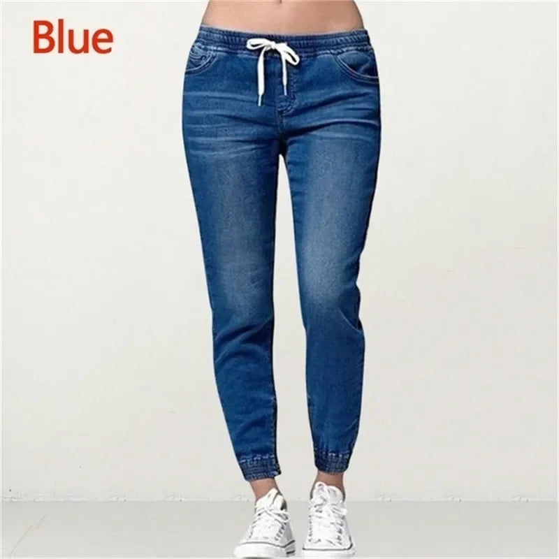 Denim Pants Casual Loose Slim Fit Stretch Long Trousers