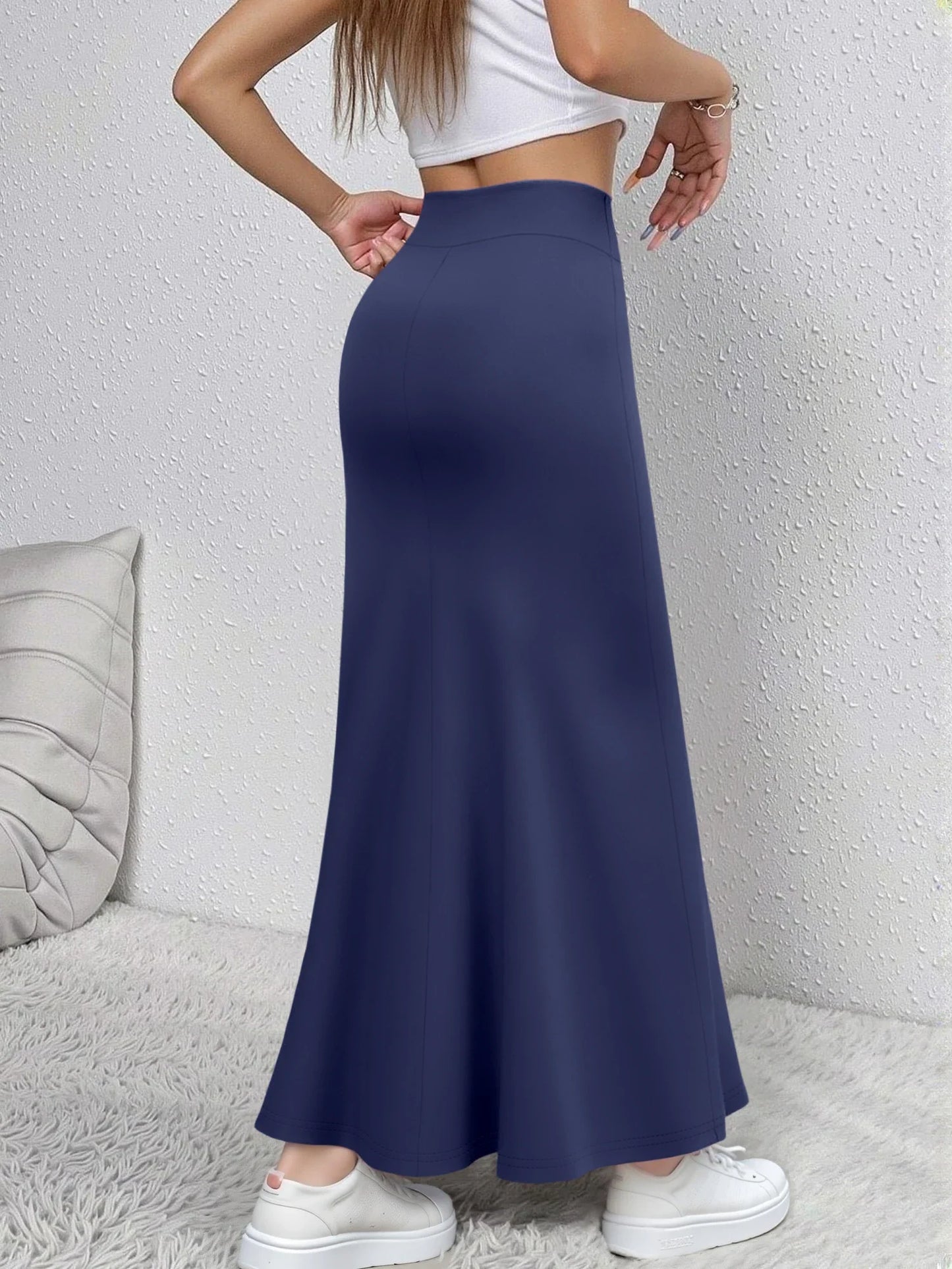 Women Midi Skirt High Waist A line Flowy Hem Breathable Material Perfect for Fashion Shoots Casual Streetwear Daily Errands