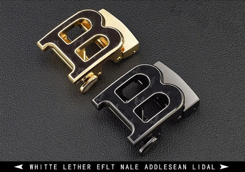 High Quality Automatic Buckle belts men Golden buckle fashion Waist Strap genuine leather Cowskin cintos masculinos B letter