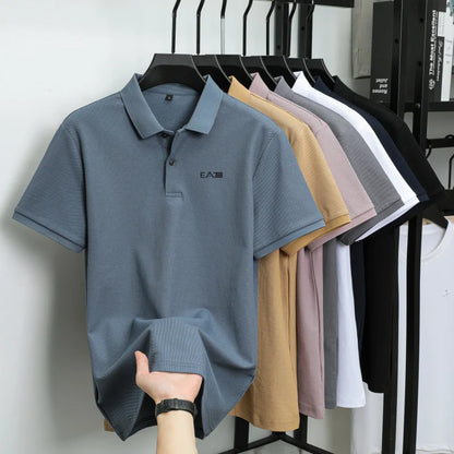 Luxury brand polo shirt short sleeved letter printed men's top summer 100% cotton comfortable breathable casual lapel T-shirt