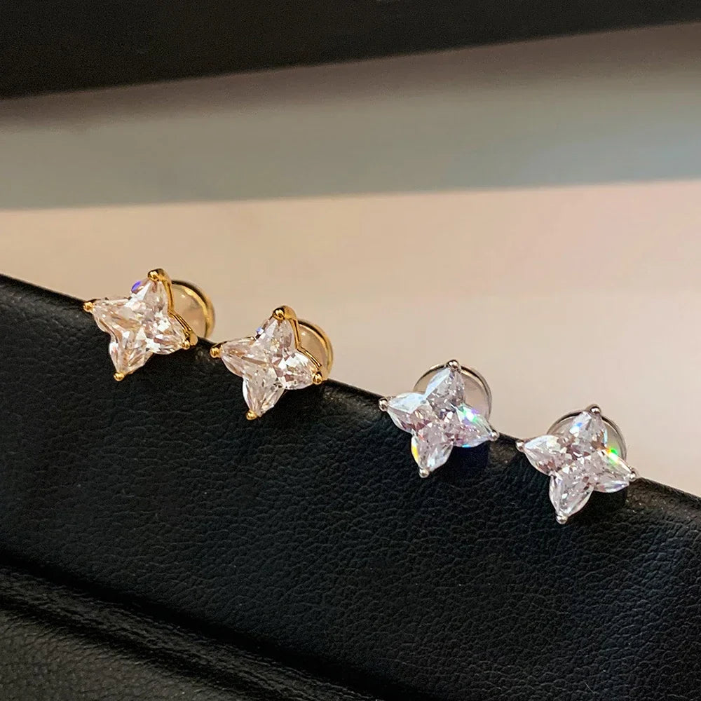4/5mm Lily Antique Flower Cut Moissanite Diamond Stud Earring for Women S925 Silver Plated 18k Gold Bridal Fine Jewelry With Gra