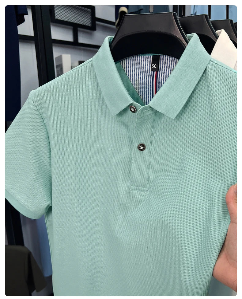 100% cotton short sleeve polo shirt comfortable lightweight high-end brand fashionable simple summer men's casual lapel T-shirt