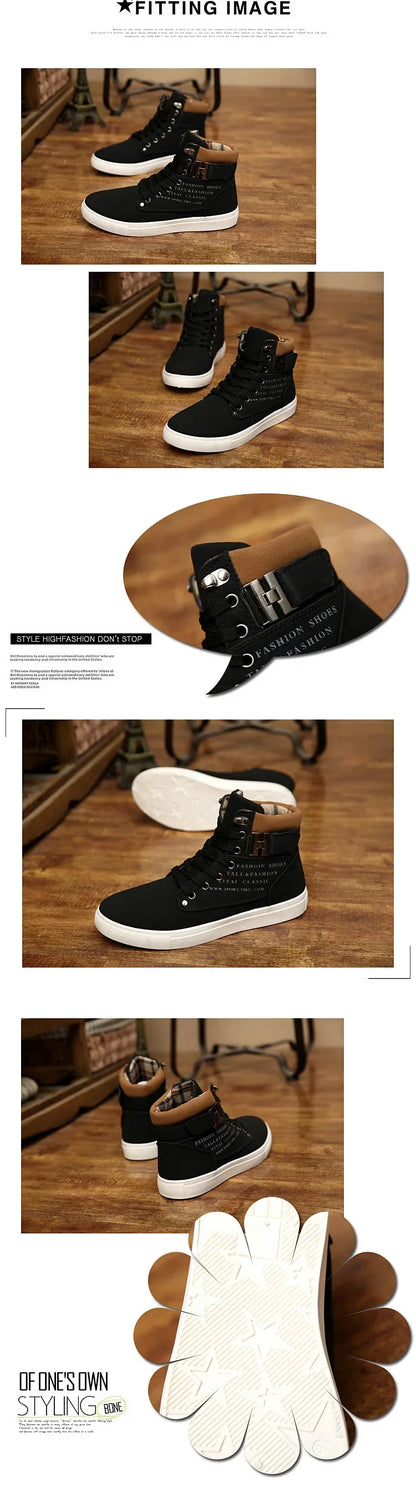 Men's Boots  New Korean Version Men's Shoes High Top Skateboard Shoes Retro Platform Casual Lace Up Men Fashion Boots 2025