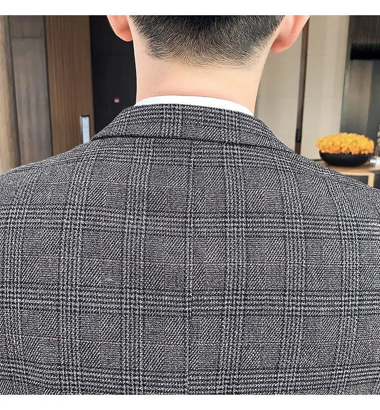 Suit Blazer+Pants Men Fashion Hosts British Style Work Business Wedding Casual Art Style Elegant Gentleman Cotton and Linen Suit