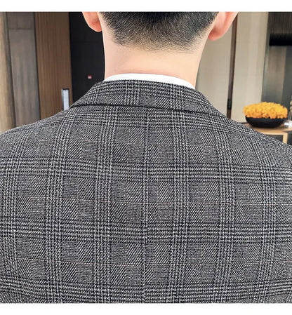 Suit Blazer+Pants Men Fashion Hosts British Style Work Business Wedding Casual Art Style Elegant Gentleman Cotton and Linen Suit