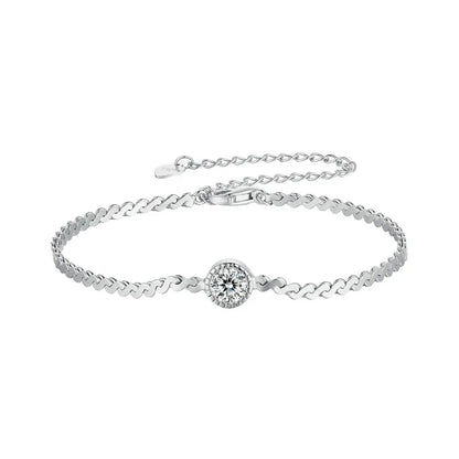 925 Sterling Silver 0.5CT Sparkling Moissanite Bracelet Bezel Setting Lab Diamond Chain Link for Women Anniversary Gift