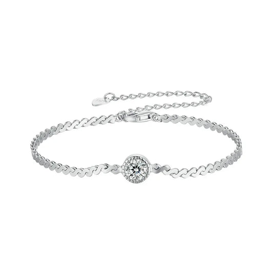 925 Sterling Silver 0.5CT Sparkling Moissanite Bracelet Bezel Setting Lab Diamond Chain Link for Women Anniversary Gift