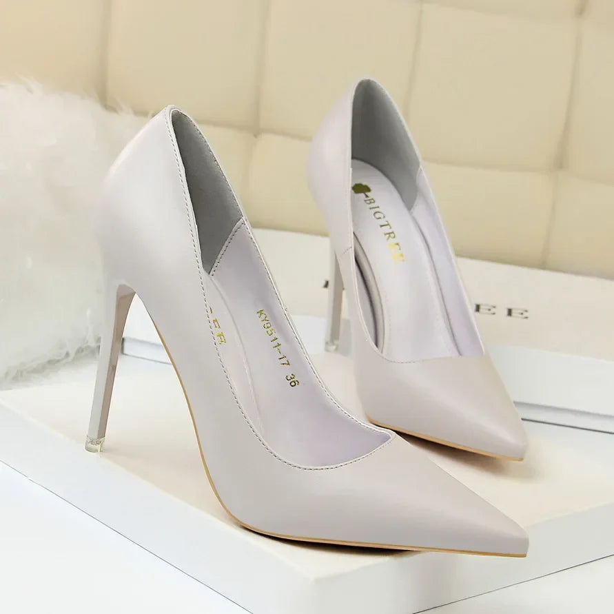 Plus Size 34-43 Woman Classic Concise 7.5cm 10.5cm High Heels Lady Elegant Colorful Pumps Scarpins Yellow Mid Low Heels Shoes