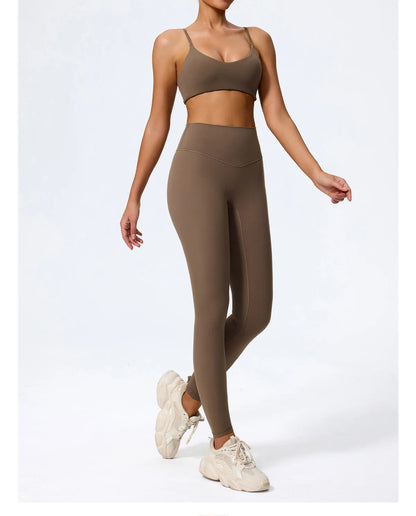 Ctenkevet Summer Women 2Pcs Sleeveless Sports Set Female Gym Two-piece Yoga Set High Waist Breathable legging Sportswear Women