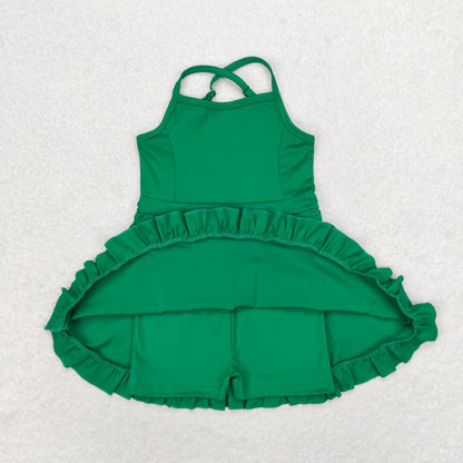 Summer Baby Girl Bows Skorts Toddler Infant Knee Length Dress Kids Children Sleeveless Yoga One Piece Strap Clothes