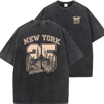 New York City Funny Print  Woman T Shirts Summer Vintage Washed Cotton Breathable Tee Shirt Fashion Casual Home Tshirt