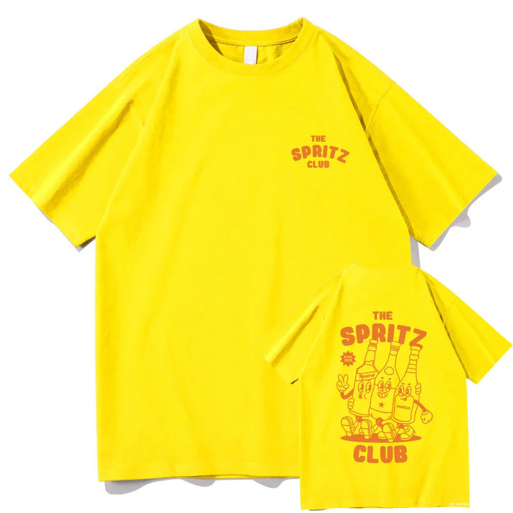 Aperol Spritz Club T Shirt Espresso Men/women Harajuku Vintage Graphic Tshirt Unisex High Quality Tops Retro Cotton Tee Shirts