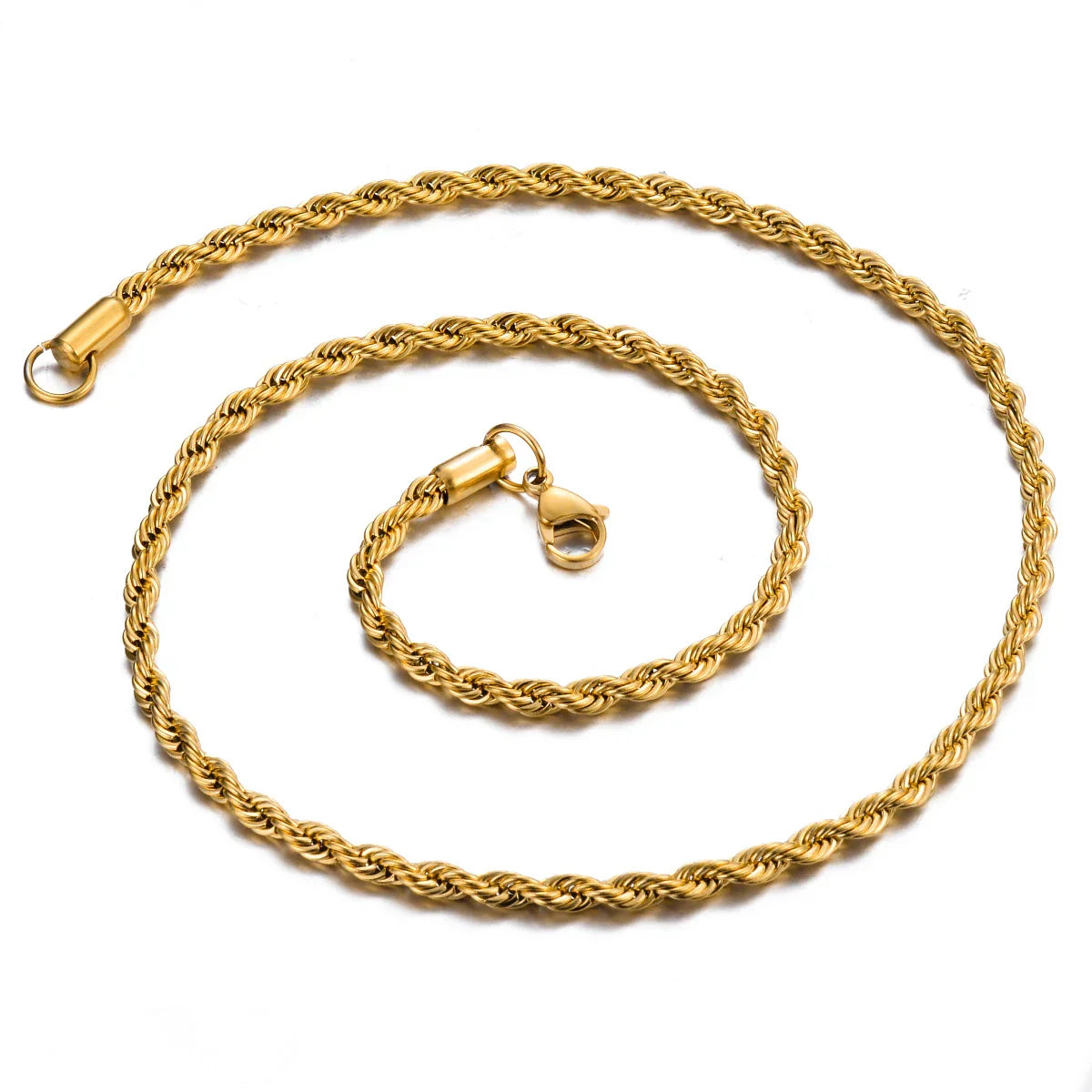 1 piece Gold Color Width 2mm/2.5mm/3mm/4mm/5mm/6mm Rope Chain Necklace/Bracelet For Men Women Stainless Steel Chain Necklace